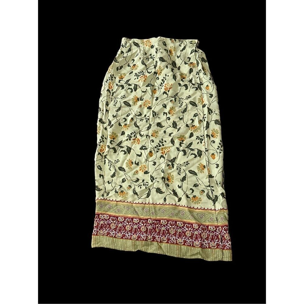 BEAUTIFUL BICE green Floral Semi Sheer Overlay Skirt Womens 12 Ankle Length skir